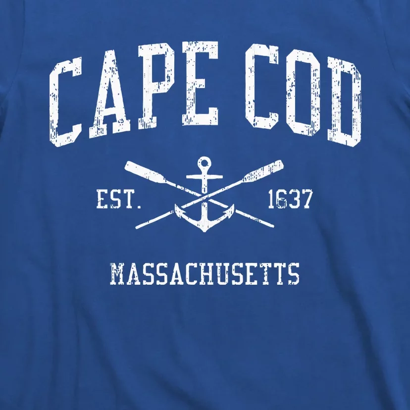 Cape Cod Ma Vintage Crossed Oars & Boat Anchor Sports T-Shirt