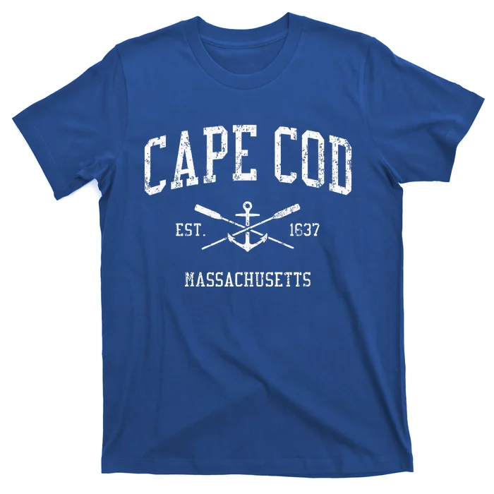 Cape Cod Ma Vintage Crossed Oars & Boat Anchor Sports T-Shirt