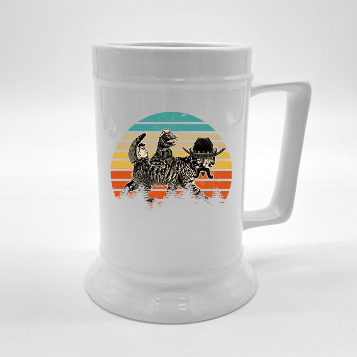 Cowboy Cat Meowdy Funny Cute Vintage Cat Front & Back Beer Stein