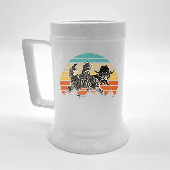 Cowboy Cat Meowdy Funny Cute Vintage Cat Front & Back Beer Stein