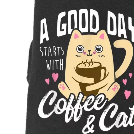 Cat & Coffee Mug Funny Cat Lover Gift Doggie 3-End Fleece Hoodie