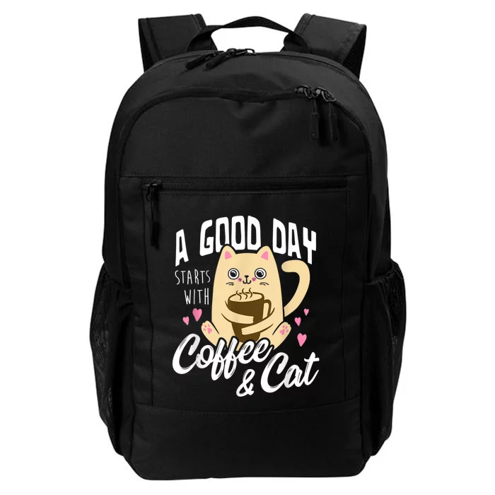 Cat & Coffee Mug Funny Cat Lover Gift Daily Commute Backpack