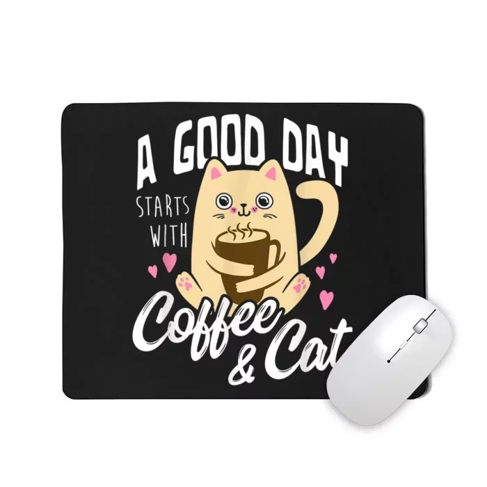 Cat & Coffee Mug Funny Cat Lover Gift Mousepad