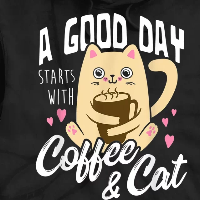 Cat & Coffee Mug Funny Cat Lover Gift Tie Dye Hoodie