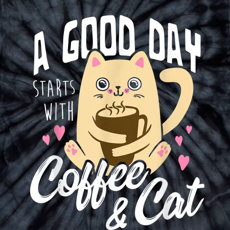 Cat & Coffee Mug Funny Cat Lover Gift Tie-Dye T-Shirt