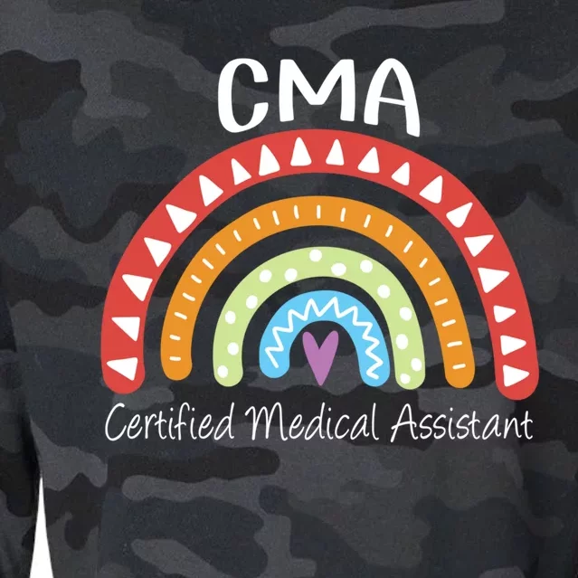 Cma Certified Medical Assistant Rainbow Nurse Gift Cropped Pullover Crew