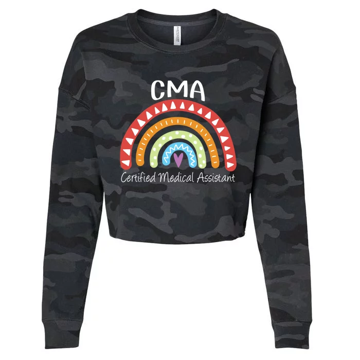 Cma Certified Medical Assistant Rainbow Nurse Gift Cropped Pullover Crew