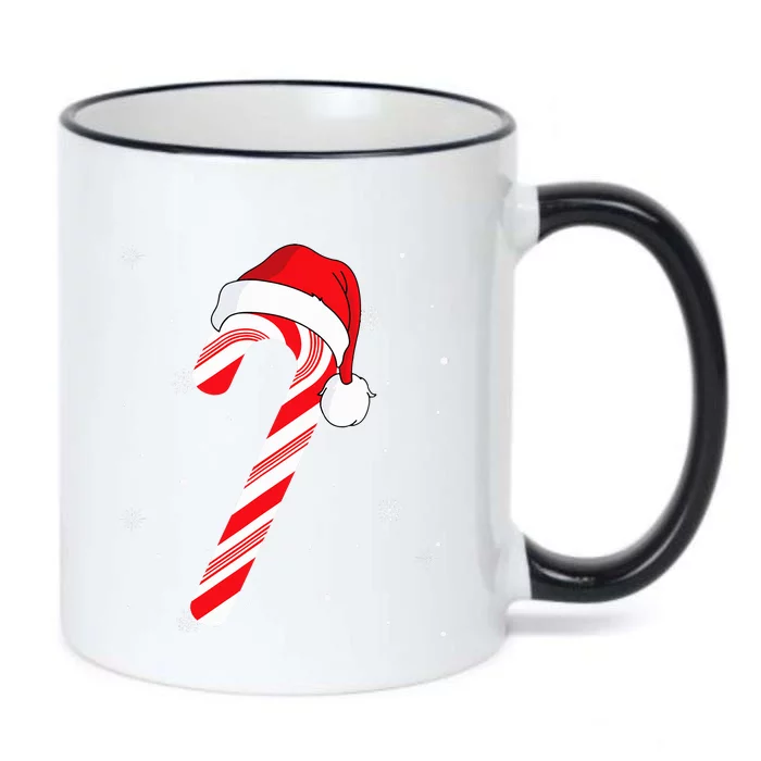 Candy cane merry and bright red and white candy Black Color Changing Mug