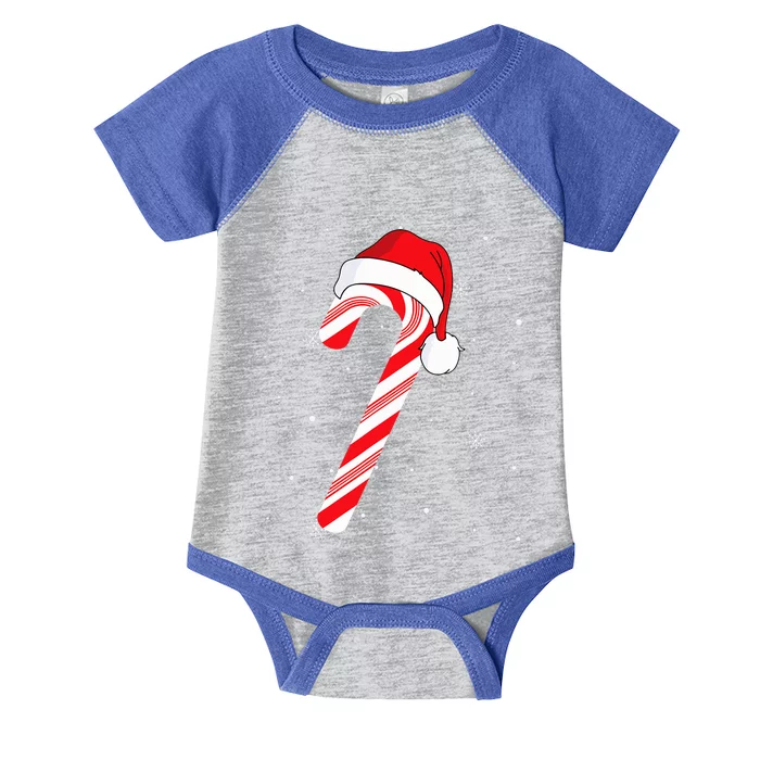 Candy cane merry and bright red and white candy Infant Baby Jersey Bodysuit