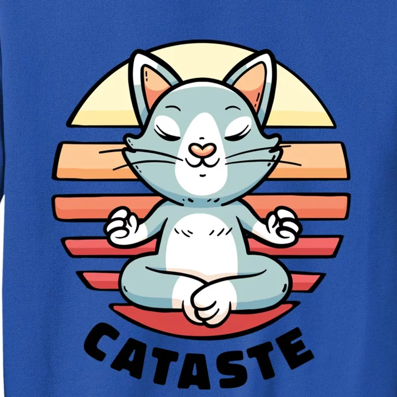 Cute Cat Meditating I Namaste Cataste Yoga Pun Funny Cat Meaningful Gift Tall Sweatshirt