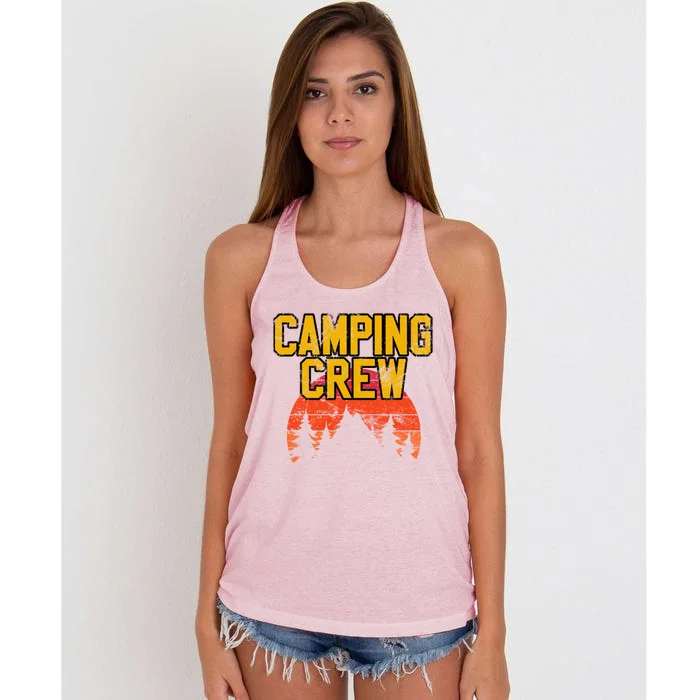 Camping Crew Mountain Hiking Camper Road Trip Matching Group Cute Gift Women's Knotted Racerback Tank