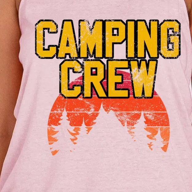 Camping Crew Mountain Hiking Camper Road Trip Matching Group Cute Gift Women's Knotted Racerback Tank