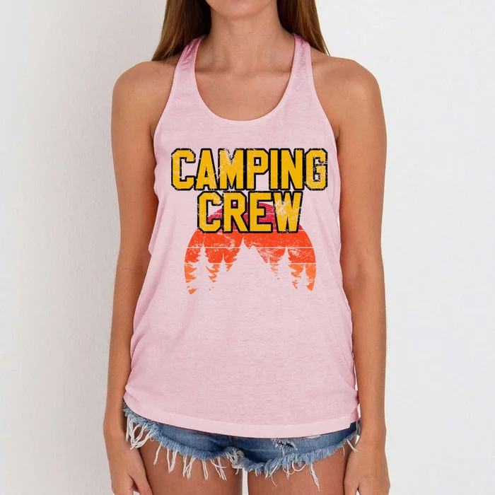 Camping Crew Mountain Hiking Camper Road Trip Matching Group Cute Gift Women's Knotted Racerback Tank