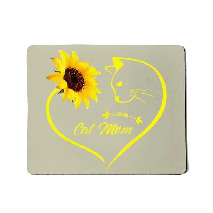 Cute Cat Mom Sunflower Heart Love Mothers Day Gift Cat Lover Mousepad