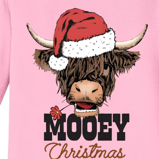 Christmas Cow Mooey Christmas Cute Cow Baby Long Sleeve Bodysuit