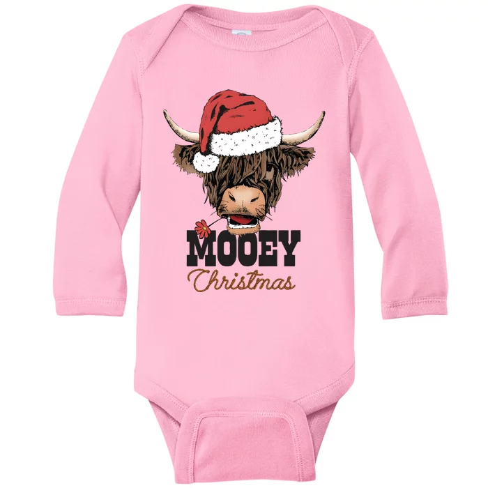 Christmas Cow Mooey Christmas Cute Cow Baby Long Sleeve Bodysuit