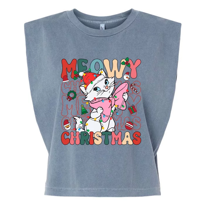 Cute Cat Marie Meowy Christmas Cat Holiday Garment-Dyed Women's Muscle Tee