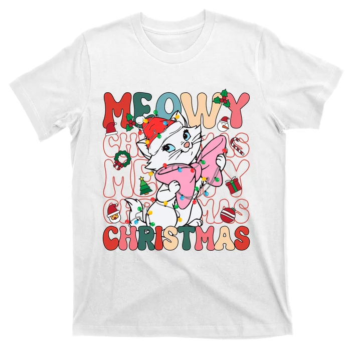 Cute Cat Marie Meowy Christmas Cat Holiday T-Shirt