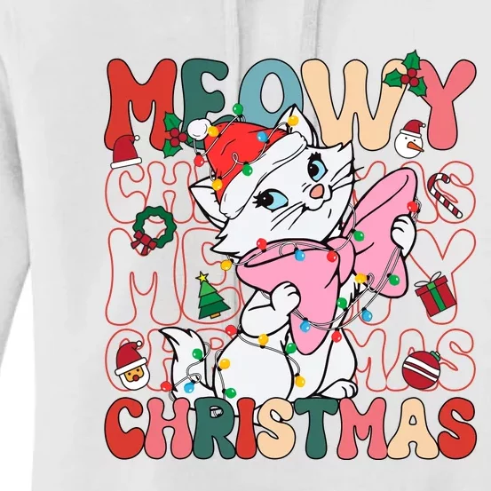 Cute Cat Marie Meowy Christmas Cat Holiday Women's Pullover Hoodie