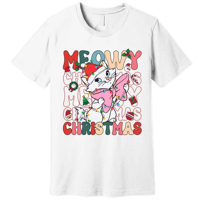 Cute Cat Marie Meowy Christmas Cat Holiday Premium T-Shirt