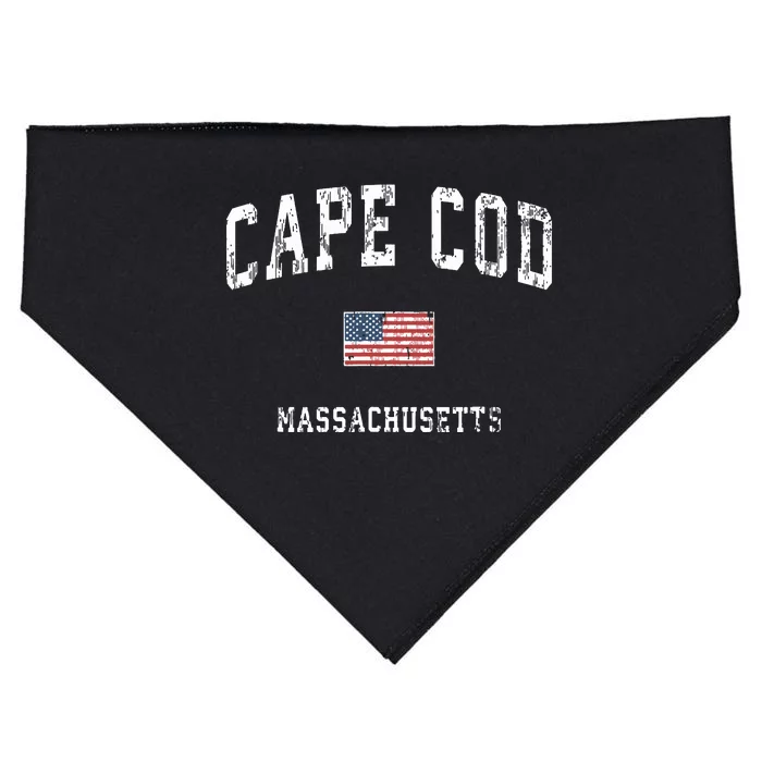 Cape Cod Massachusetts Ma Vintage American Flag Sports USA-Made Doggie Bandana