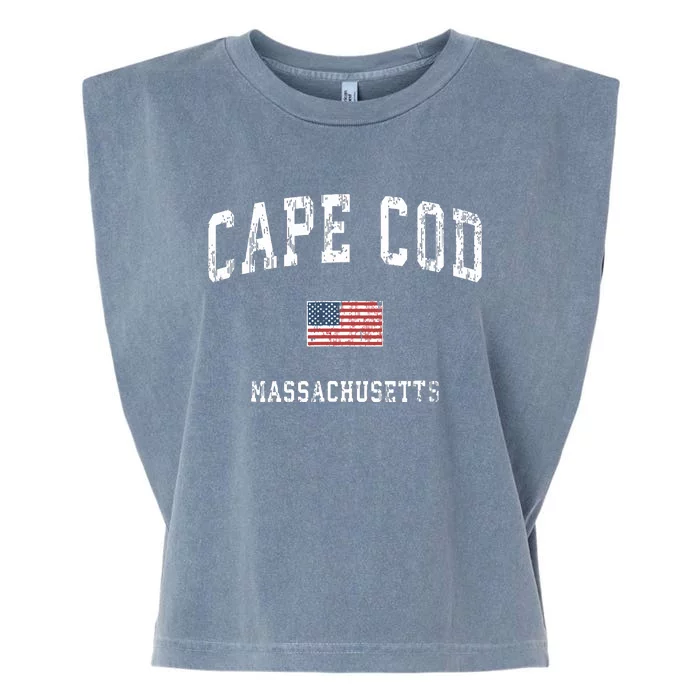 Cape Cod Massachusetts Ma Vintage American Flag Sports Garment-Dyed Women's Muscle Tee