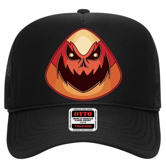 Candy Corn Monster Halloween High Crown Mesh Trucker Hat