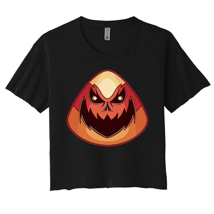 Candy Corn Monster Halloween Women's Crop Top Tee