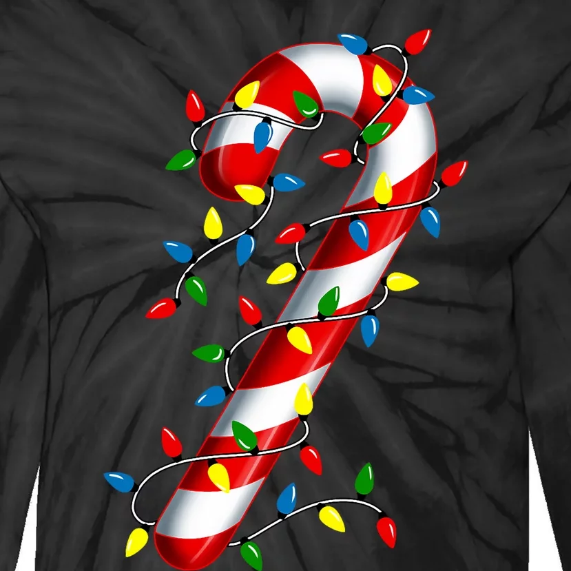 Candy Cane Merry And Bright Christmas Lights Candy Costume Tie-Dye Long Sleeve Shirt