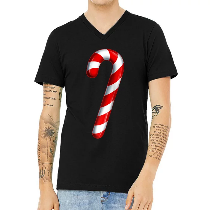 Candy Cane Merry And Bright Red And White Candy Costume Raglan Baseball V-Neck T-Shirt