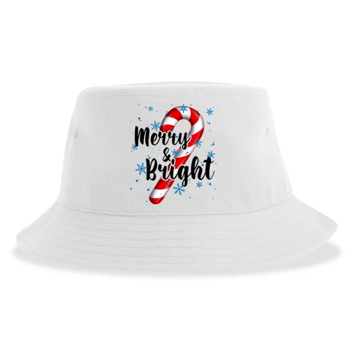 Candy Cane Merry And Bright Red And White Candy Snowflakes Sustainable Bucket Hat