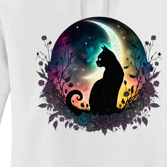 Cute Cat Motifs Cat Women's Pullover Hoodie