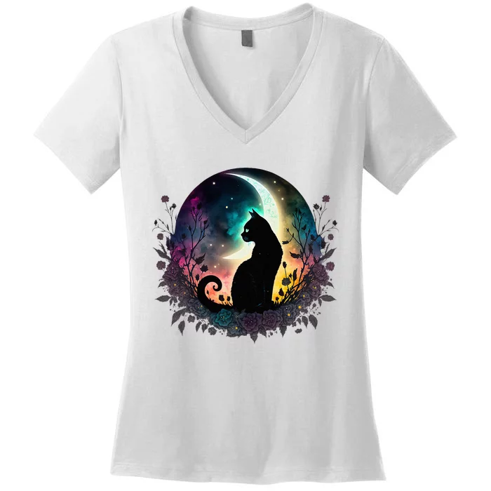 Cute Cat Motifs Cat Women's V-Neck T-Shirt