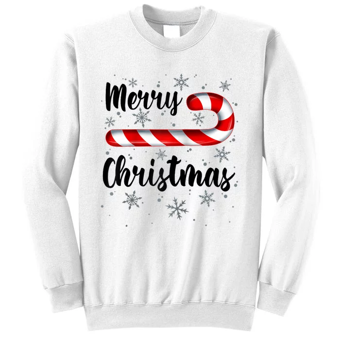 Candy Cane Merry Christmas Red And White Candy Snowflakes Raglan Baseball Sweatshirt