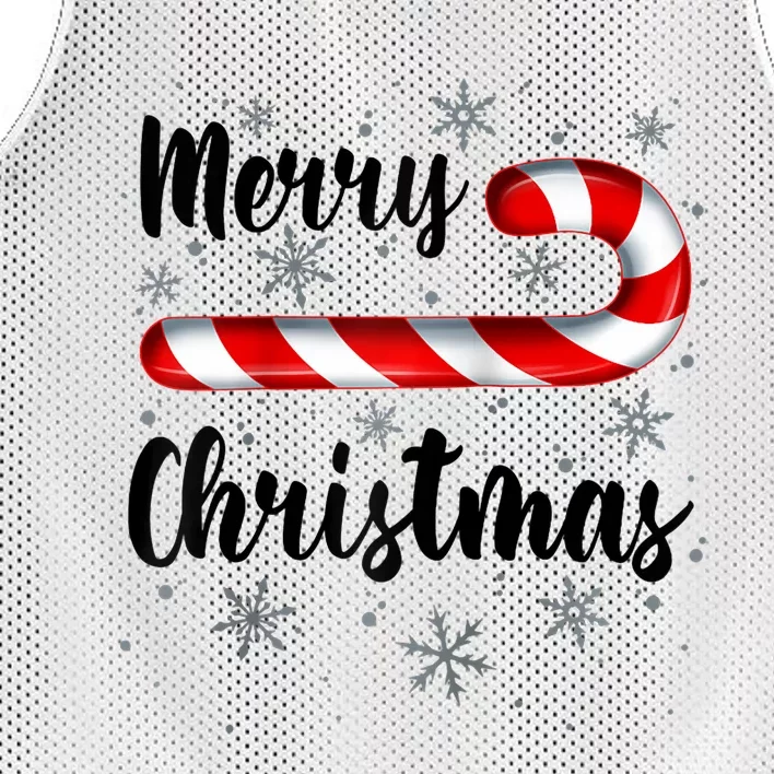 Candy Cane Merry Christmas Red And White Candy Snowflakes Raglan Baseball Mesh Reversible Basketball Jersey Tank