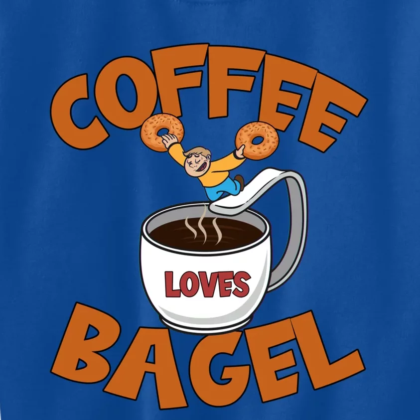 Cute Coffee Mom Loves Bagel Quote And Bagel Lover Gift Kids Sweatshirt