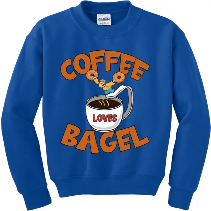 Cute Coffee Mom Loves Bagel Quote And Bagel Lover Gift Kids Sweatshirt