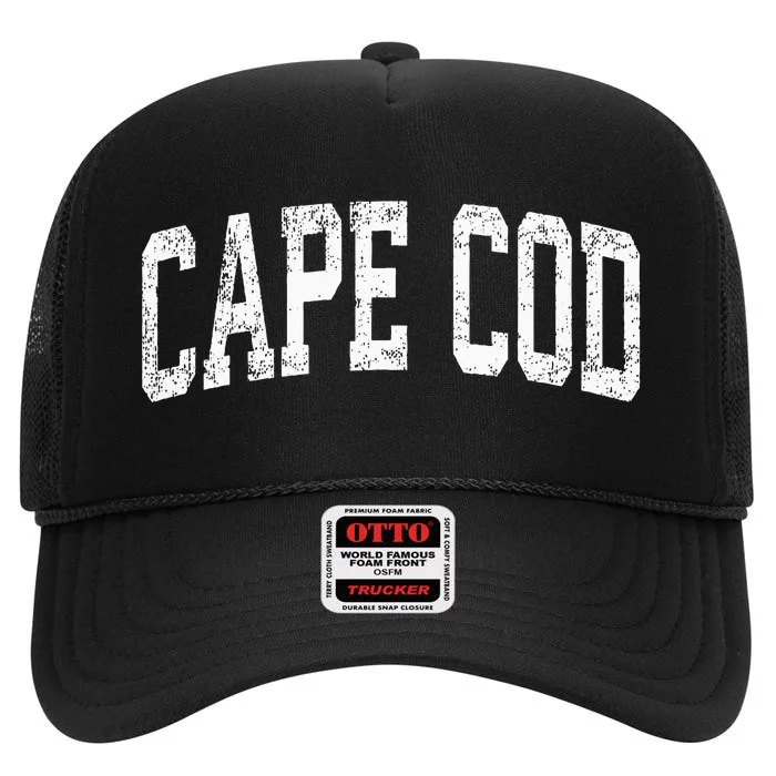 Cape Cod Massachusetts Ma Vintage Athletic Sports Design High Crown Mesh Trucker Hat