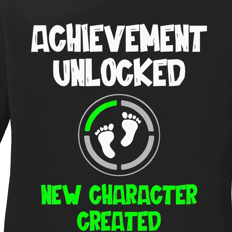 Character Created New Dad Pregnancy Announcement Gamer Ladies Long Sleeve Shirt