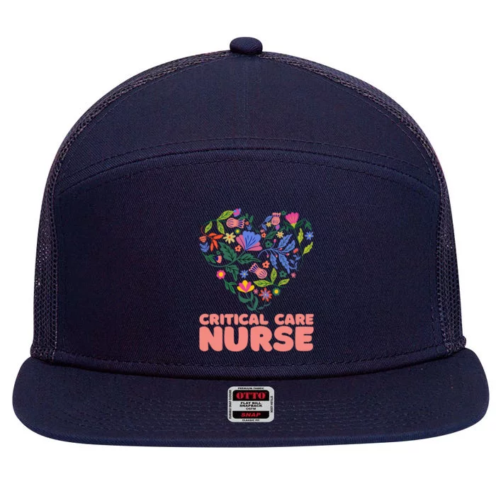 Critical Care Nurse Cute Gift 7 Panel Mesh Trucker Snapback Hat