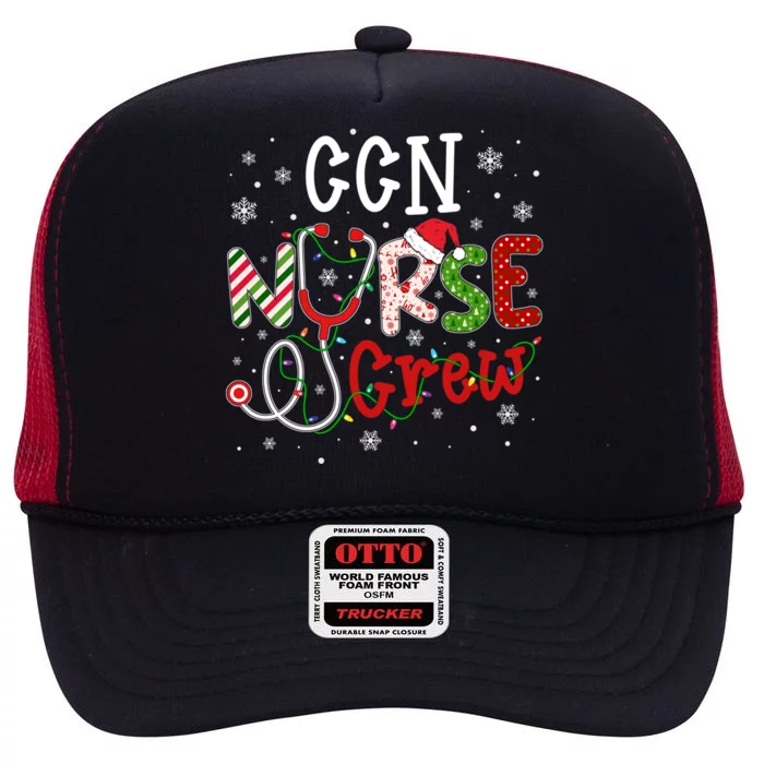 Ccn Christmas Nurse Crew Funny Nursing Christmas Pattern Gift High Crown Mesh Trucker Hat