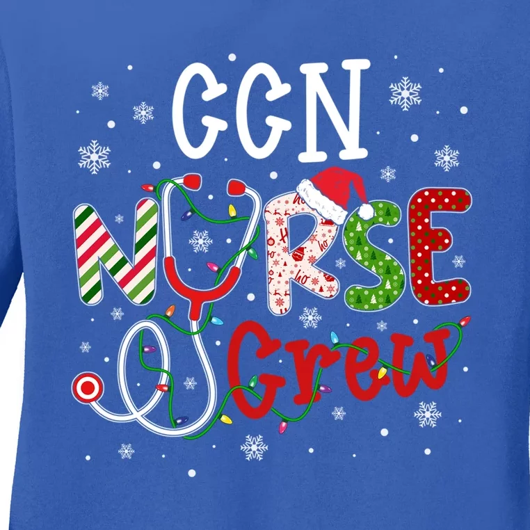 Ccn Christmas Nurse Crew Funny Nursing Christmas Pattern Gift Ladies Long Sleeve Shirt