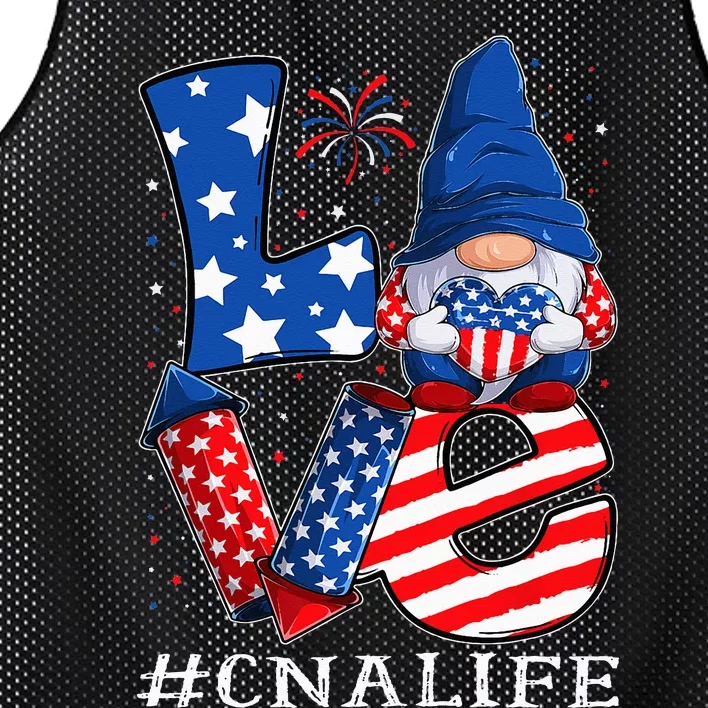 CNA Certified Nursing Assistant LOVE 4th of july Gnome USA Mesh Reversible Basketball Jersey Tank