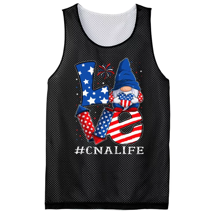 CNA Certified Nursing Assistant LOVE 4th of july Gnome USA Mesh Reversible Basketball Jersey Tank