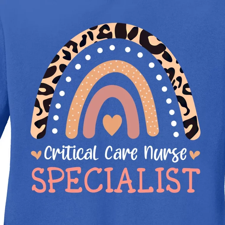 Critical Care Nurse Specialist Leopard Rainbow Meaningful Gift Ladies Long Sleeve Shirt