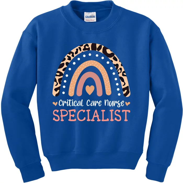 Critical Care Nurse Specialist Leopard Rainbow Meaningful Gift Kids Sweatshirt