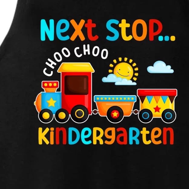 Choo Choo Next Stop Kindergarten Funny Train Graduation Ladies Tri-Blend Wicking Tank