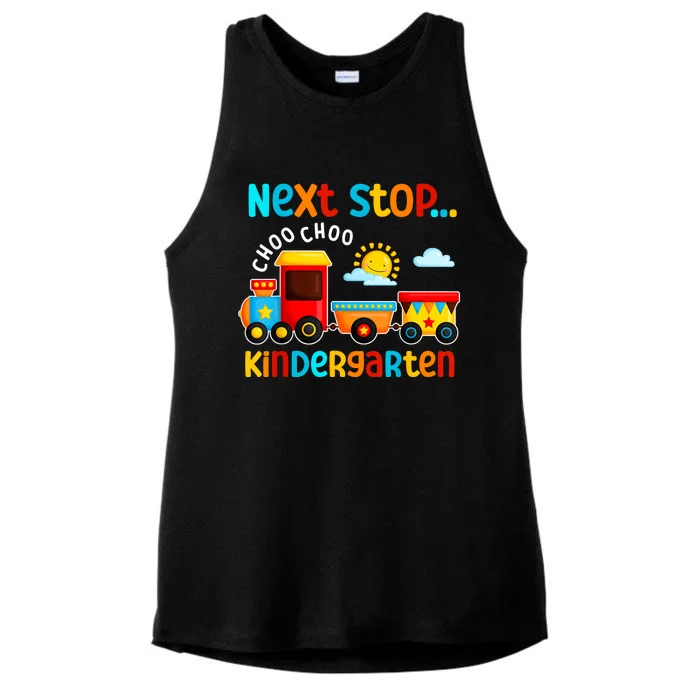 Choo Choo Next Stop Kindergarten Funny Train Graduation Ladies Tri-Blend Wicking Tank