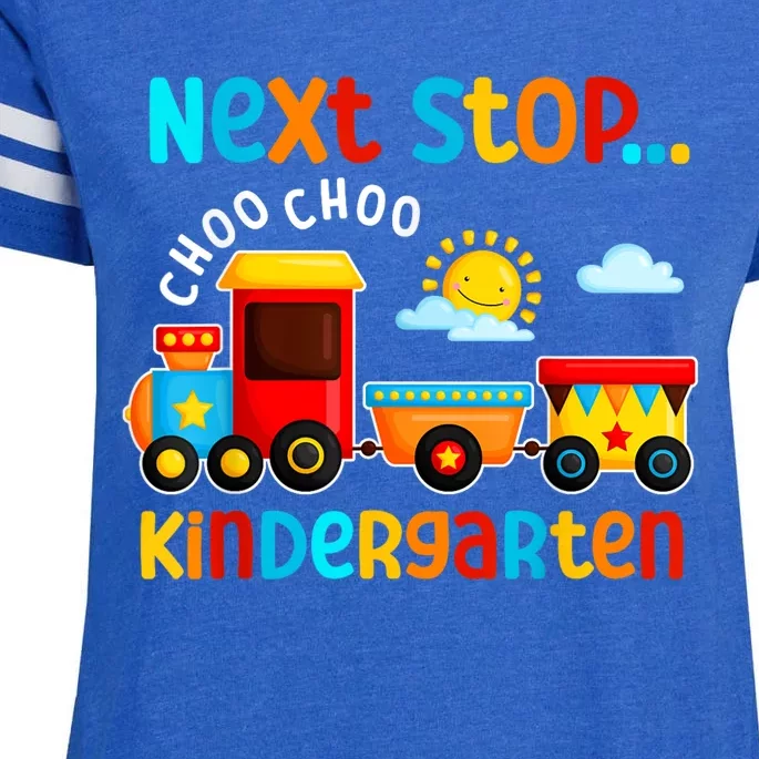 Choo Choo Next Stop Kindergarten Funny Train Graduation Enza Ladies Jersey Football T-Shirt