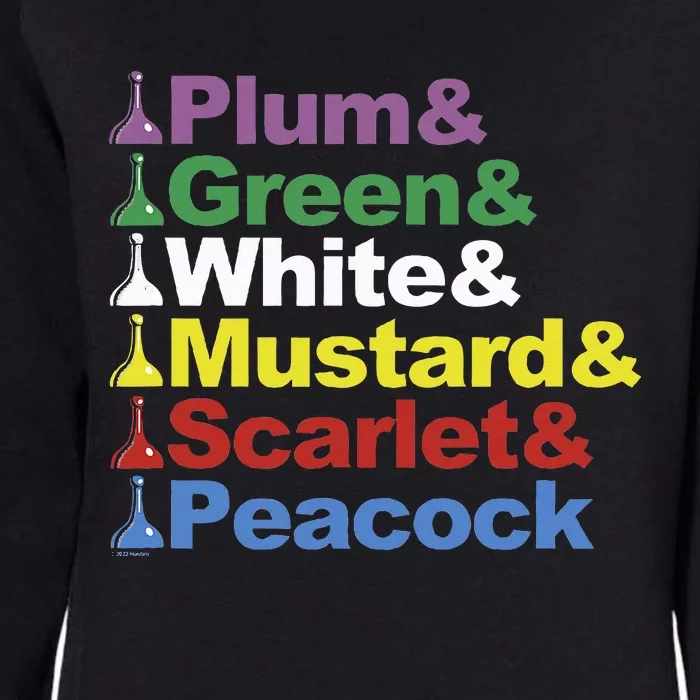 Clue Character Name Stack Game Pieces Big Womens California Wash Sweatshirt